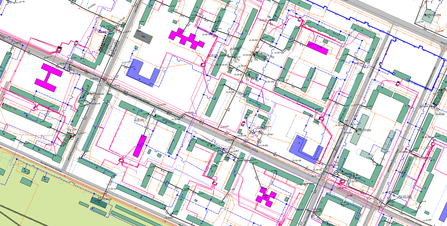 Отображение городских инженерных сетей на карте города